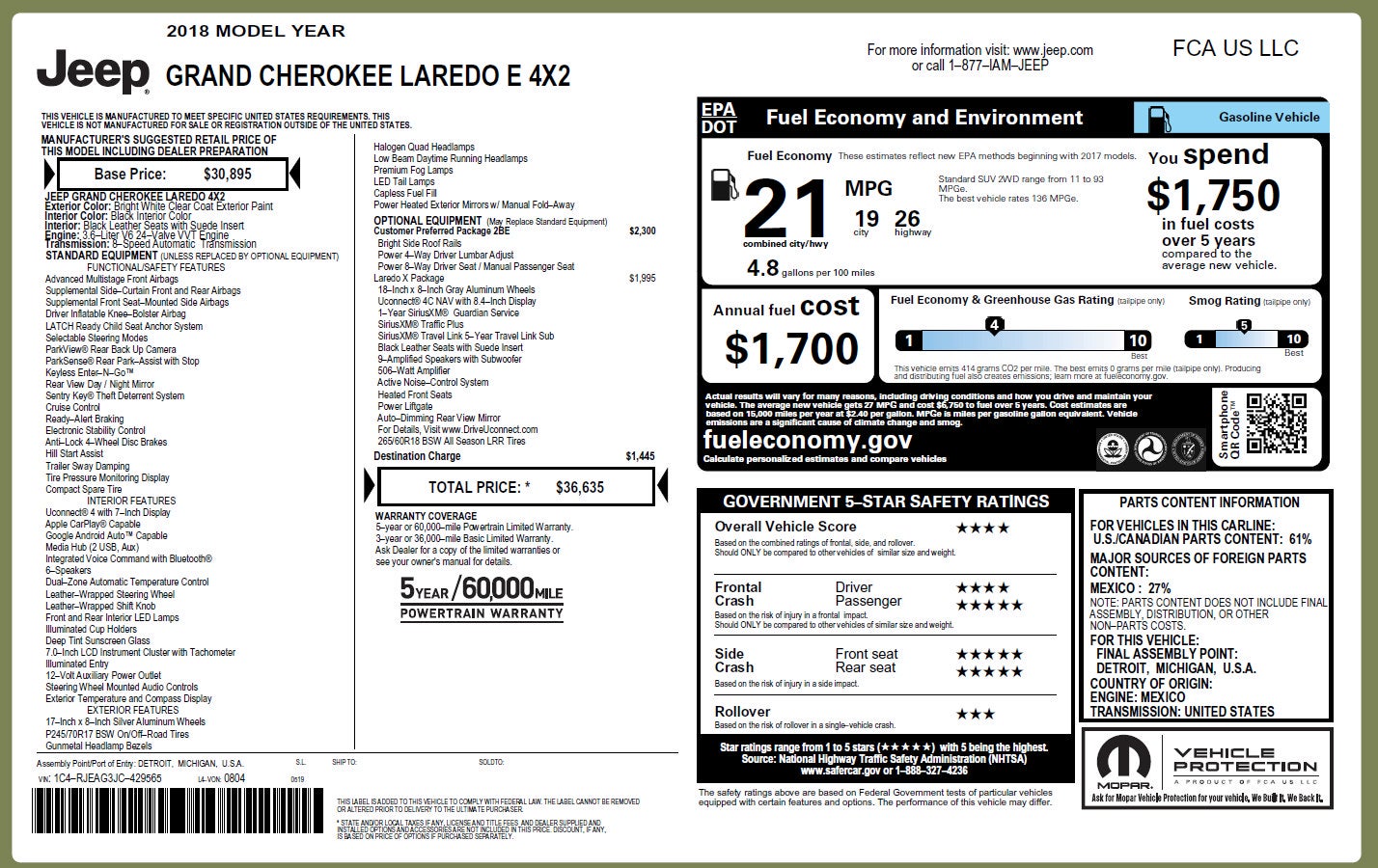 2018 Jeep Grand Cherokee Laredo E 4x2