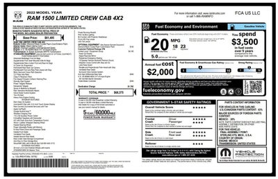 2022 RAM 1500 Limited Crew Cab 4x2 5'7" Box