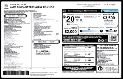 2022 RAM 1500 Limited Crew Cab 4x2 5'7" Box