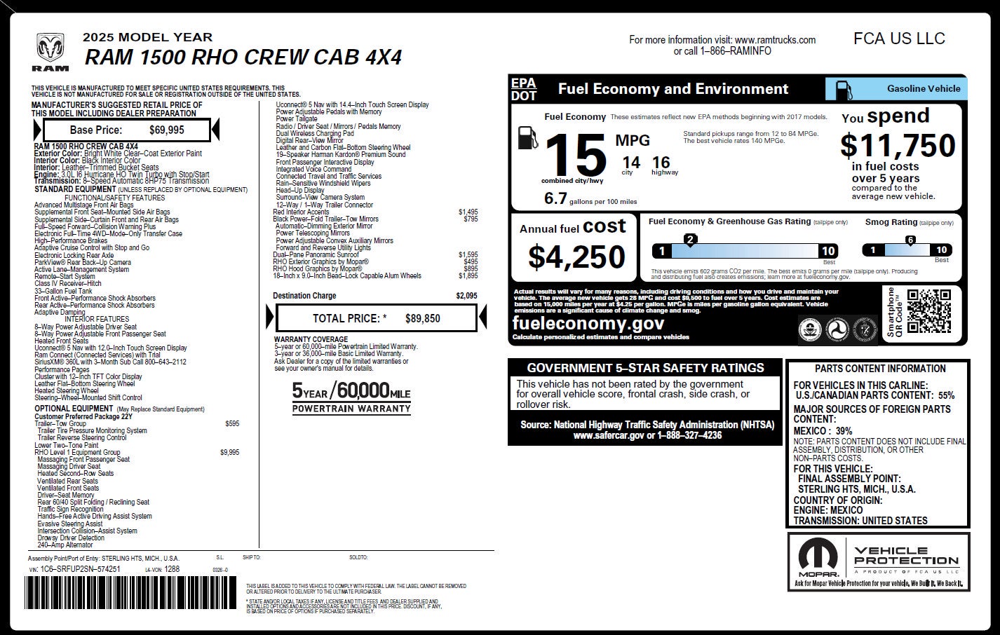 2025 RAM 1500 RHO Crew Cab 4x4 5'7" Box