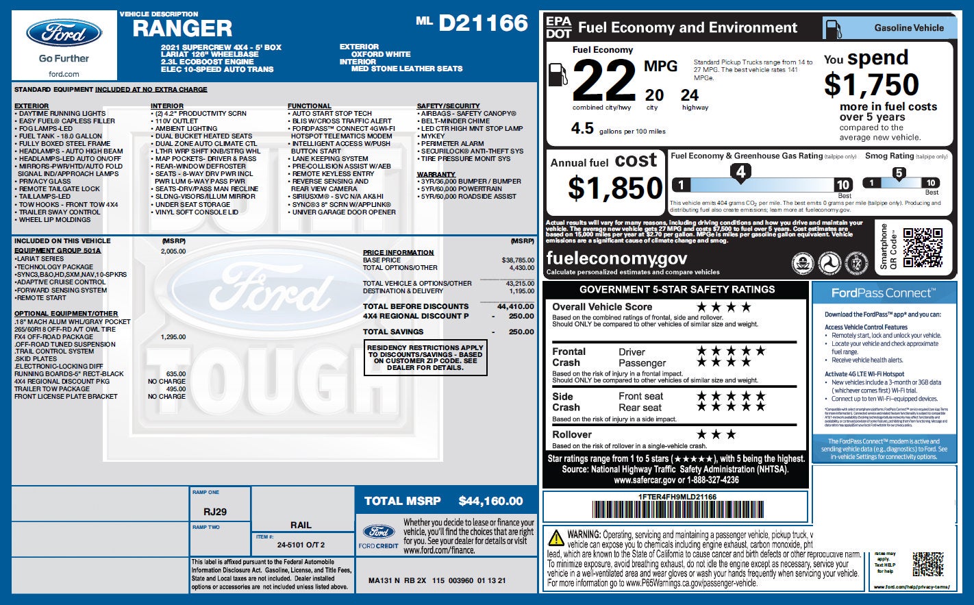 2021 Ford Ranger LARIAT