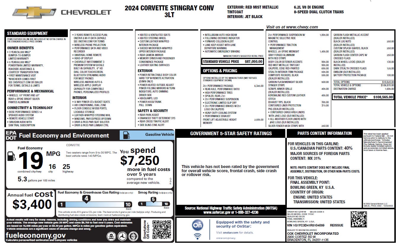 2024 Chevrolet Corvette Stingray 3LT