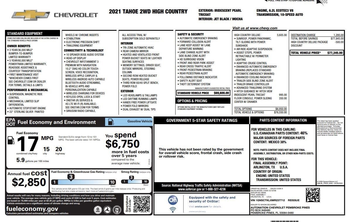 2021 Chevrolet Tahoe High Country