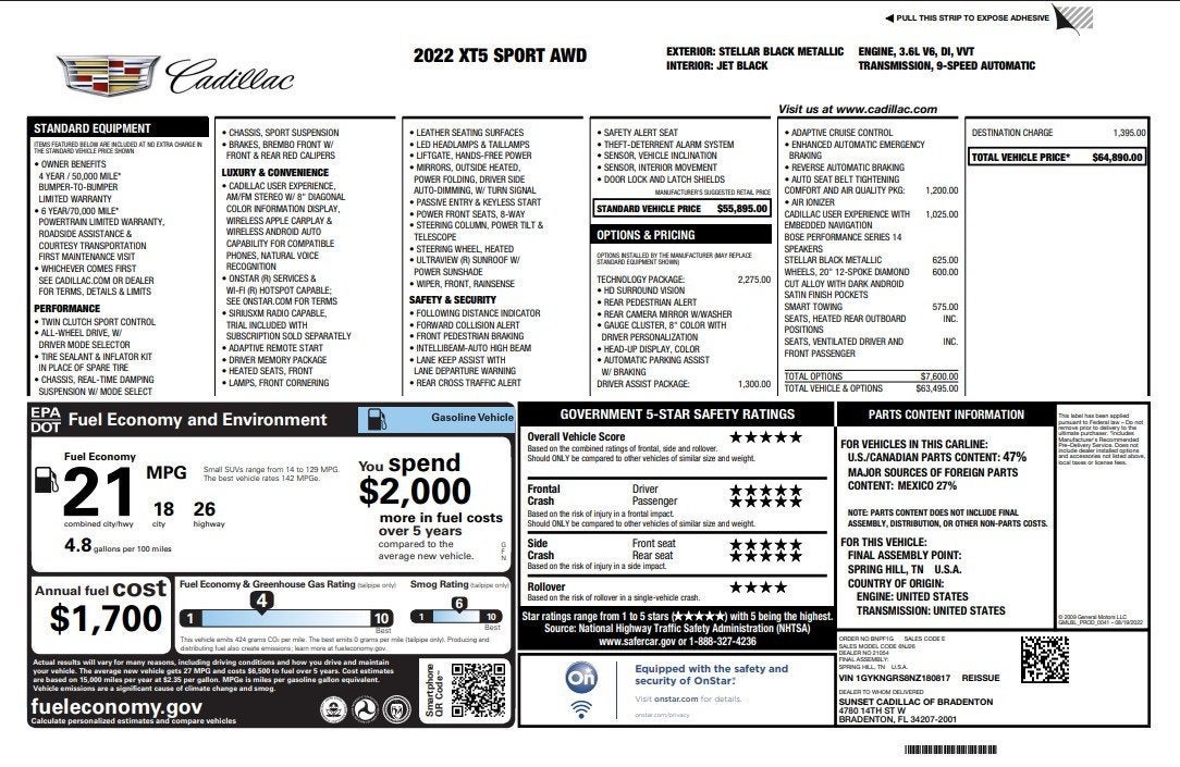 2022 Cadillac XT5 Sport