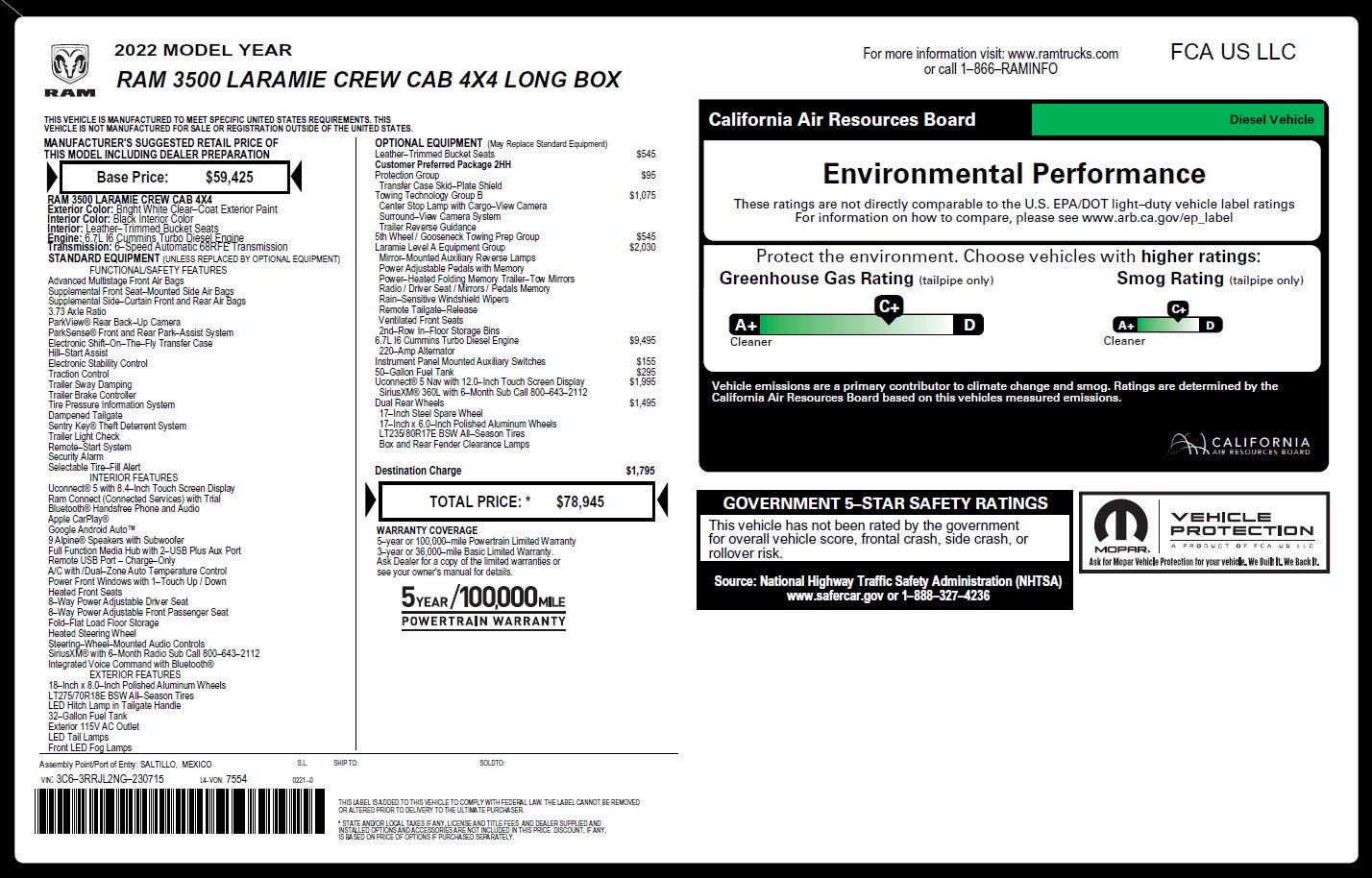 2022 RAM 3500 Laramie Crew Cab 4x4 8' Box
