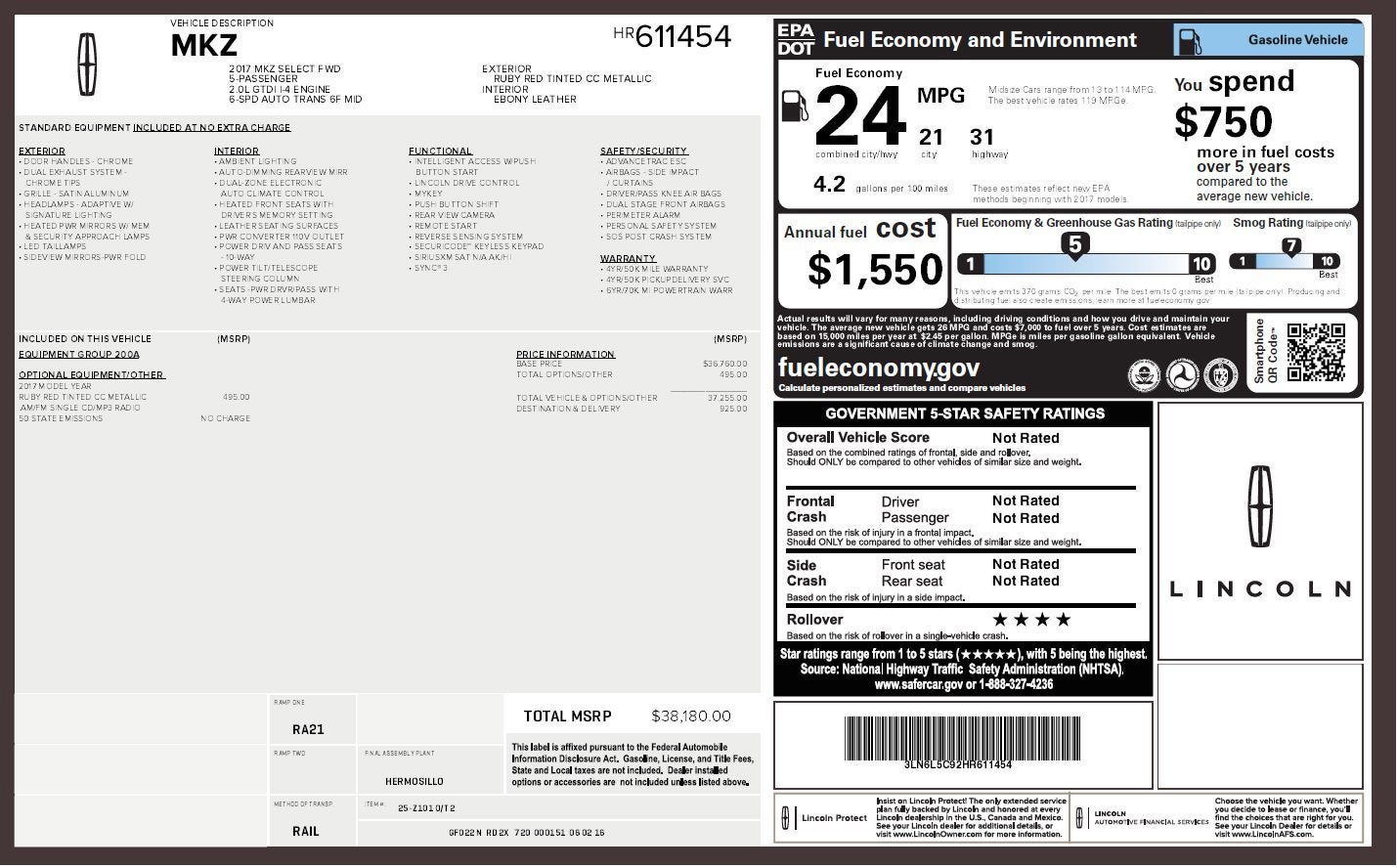 2017 Lincoln MKZ Select