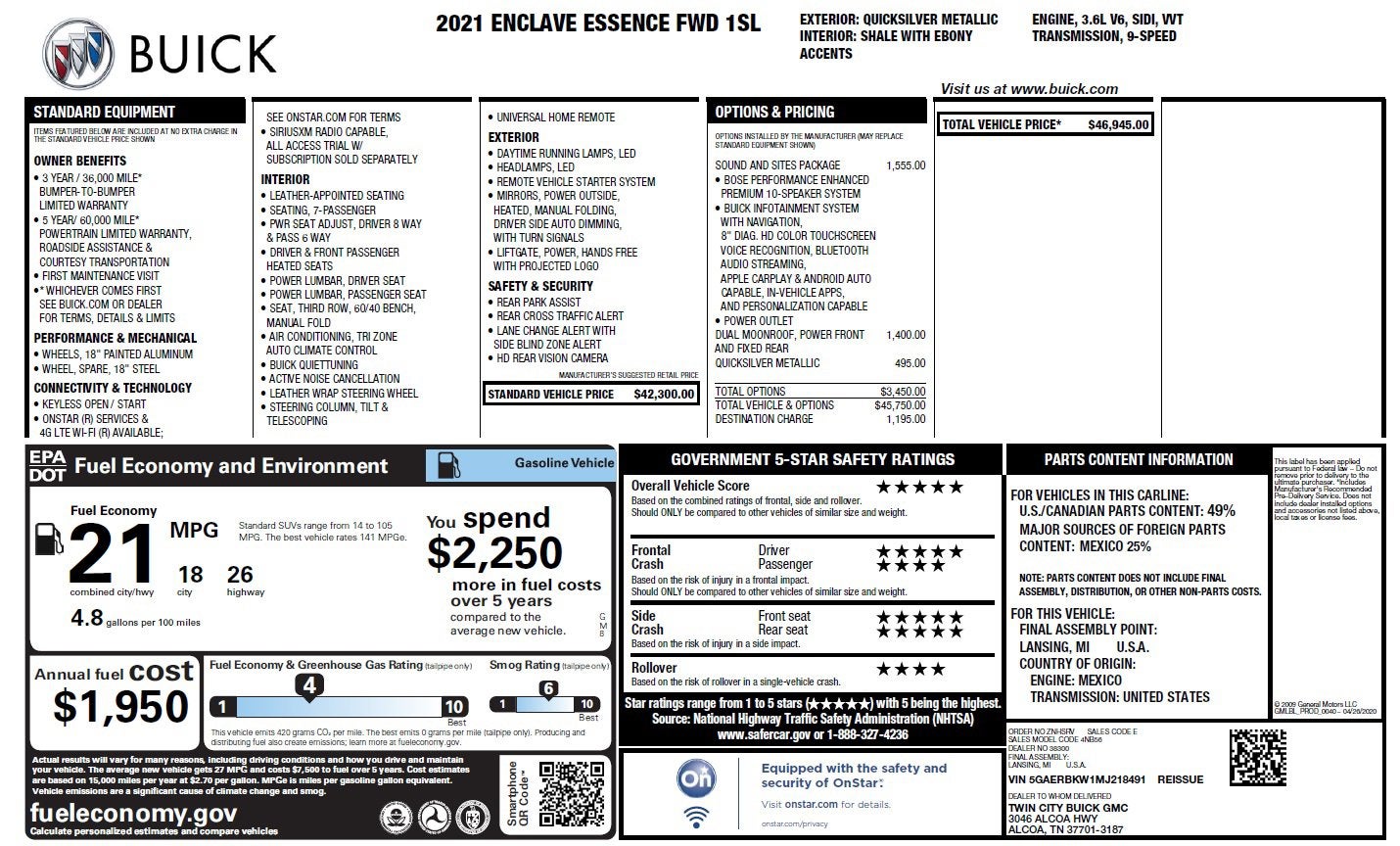 2021 Buick Enclave Essence