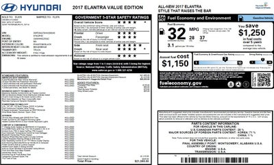 2017 Hyundai Elantra Value Edition