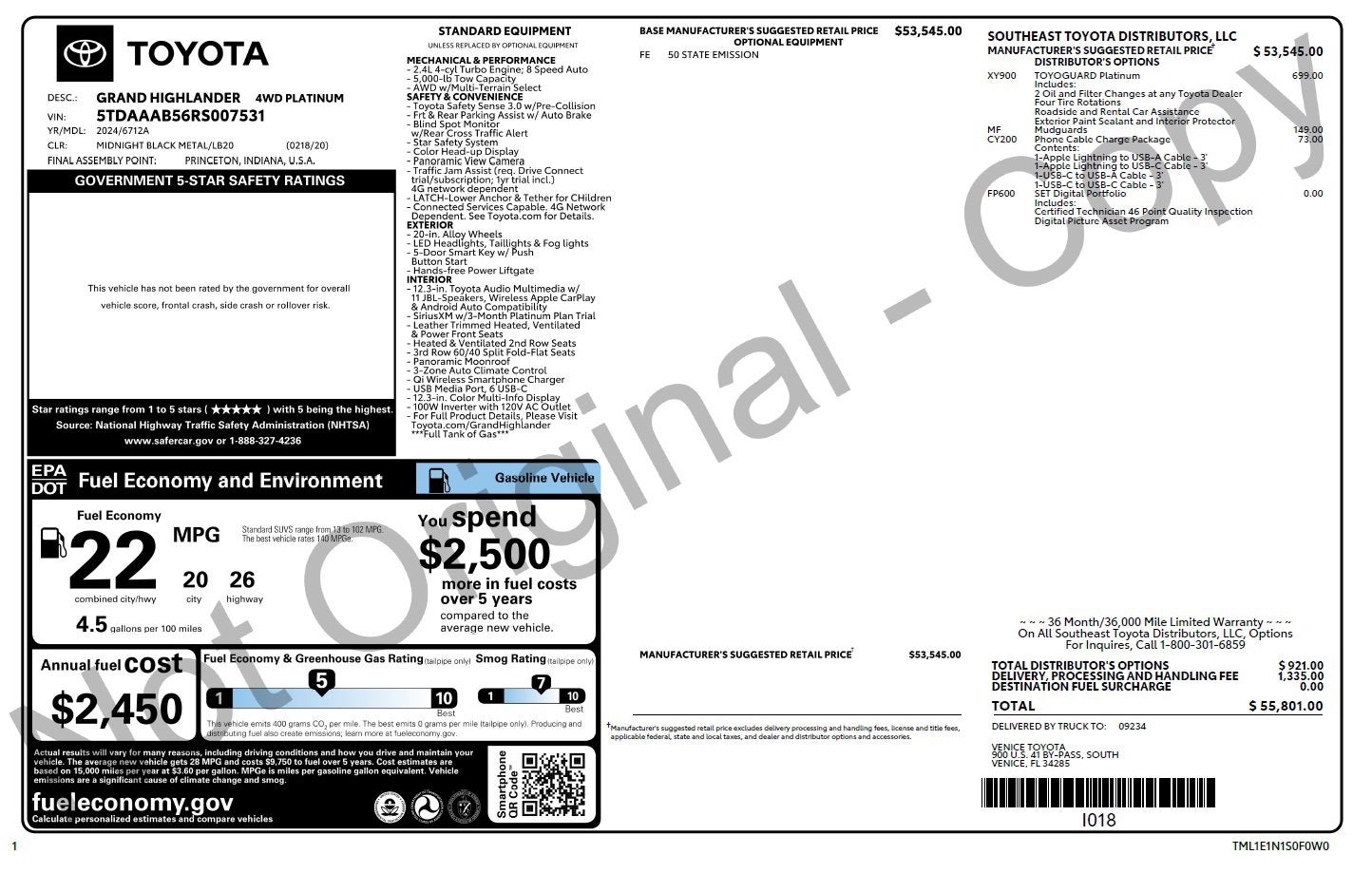 2024 Toyota Grand Highlander Platinum
