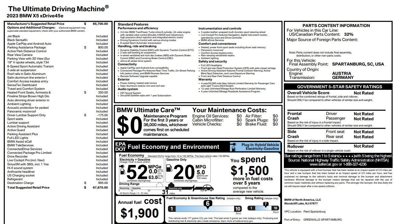 2023 BMW X5 PHEV xDrive45e